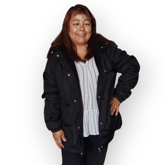 George Black Trench Coat with Cream Collar - Picture 7 of 7